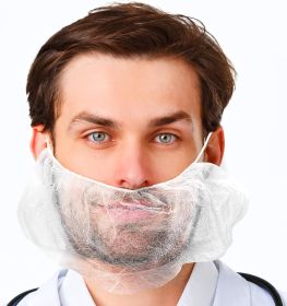 100 Pack of Disposable Beard Covers 18 Inch Size. White Beard Protectors Industrial Grade Beard Caps Heavy Duty Beard Caps Facial Hair Covering Single