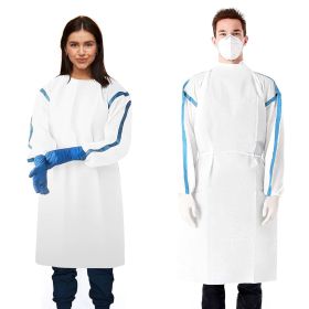Disposable Gown X-Small. White Isolation Gown. 50 gsm Microporous Surgical Gowns with Tie Back Closure and Elastic Wrists. Unisex Medical Gowns; Adult