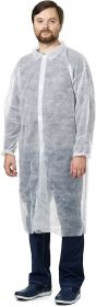 Pack of 10 White Lab Coats Unisex Medium Size Disposable Polypropylene Lab Coats Disposable Lab Coats for Men and Women Hook and Loop Fastener Collar