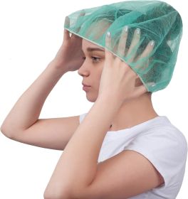 100 Pack Green Bouffant Caps 18'. Non Woven Hair Caps with Elastic Stretch Band. Disposable Polypropylene Hats. Unisex Protective Hair Covers for Food