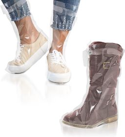 Disposable Shoe Covers for Indoors; Outdoors 16" x 20"; Pack of 50 X-Large Clear Shoe Covers Disposable; 4 mil LDPE Waterproof Disposable Boot Covers