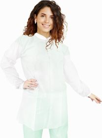 White Disposable Lab Coats for Adults 38' Long; SMS Disposable Smocks Pack of 3; Disposable Scrubs 40 GSM; Medical Robes for Men and Women with Front