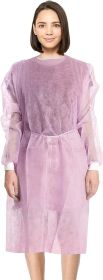 Disposable Isolation Gown X-Large; Pack of 10 Pink Disposable Gowns with Sleeves; Knitted Cuffs; Back Ties; Low-Lint SPP 45 gsm Disposable Isolation G