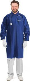 Dark Blue Lab Coat. Unisex Disposable Polyethylene Labcoat 3XL size Liquid-proof Workwear. Non-woven Visitor Coat. PE Coated Industrial Grade Coat for